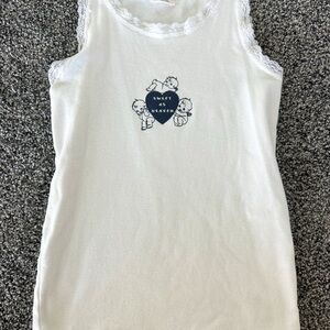 Brandy Melville White Lace Trim Tank Top